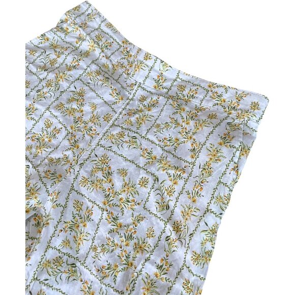 Joie 100% Linen Wide Leg Ankle Pants Ivory Floral Size XL - Picture 5 of 7